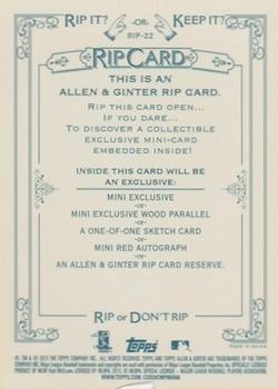 2013 Topps Allen & Ginter - Rip Cards #RIP-22 Felix Hernandez Back