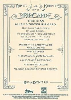 2013 Topps Allen & Ginter - Rip Cards #RIP-91 John Smoltz Back