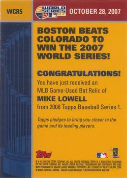 2008 Topps - World Champion Relics #WCR5 Mike Lowell Back