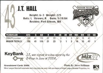 2005 Grandstand Hudson Valley Renegades #15 J.T. Hall Back