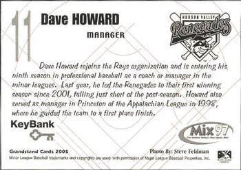 2005 Grandstand Hudson Valley Renegades #16 Dave Howard Back