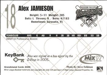 2005 Grandstand Hudson Valley Renegades #18 Alex Jamieson Back