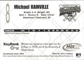 2005 Grandstand Hudson Valley Renegades #27 Michael Rainville Back