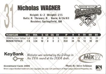2005 Grandstand Hudson Valley Renegades #31 Nicholas Wagner Back