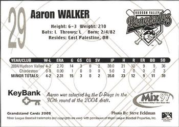 2005 Grandstand Hudson Valley Renegades #32 Aaron Walker Back