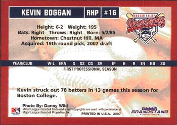2007 Grandstand Hudson Valley Renegades #2 Kevin Boggan Back