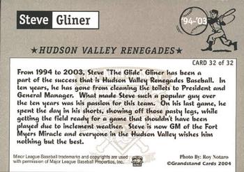 2004 Grandstand Hudson Valley Renegades 10th Anniversary #32 Steve Gliner Back