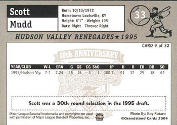 2004 Grandstand Hudson Valley Renegades 10th Anniversary #9 Scott Mudd Back