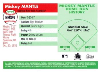 2008 Topps - Mickey Mantle Home Run History #MHR503 Mickey Mantle Back
