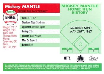 2008 Topps - Mickey Mantle Home Run History #MHR504 Mickey Mantle Back