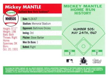 2008 Topps - Mickey Mantle Home Run History #MHR505 Mickey Mantle Back