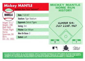 2008 Topps - Mickey Mantle Home Run History #MHR514 Mickey Mantle Back