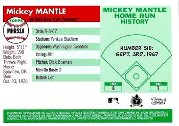 2008 Topps - Mickey Mantle Home Run History #MHR518 Mickey Mantle Back