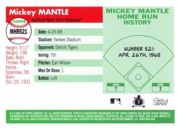 2008 Topps - Mickey Mantle Home Run History #MHR521 Mickey Mantle Back