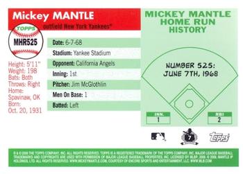 2008 Topps - Mickey Mantle Home Run History #MHR525 Mickey Mantle Back