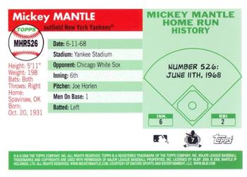 2008 Topps - Mickey Mantle Home Run History #MHR526 Mickey Mantle Back