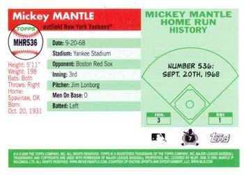 2008 Topps - Mickey Mantle Home Run History #MHR536 Mickey Mantle Back