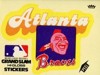 1977 Fleer Grand Slam Hi-Gloss Stickers #NNO Atlanta Braves Team (Yellow) Front