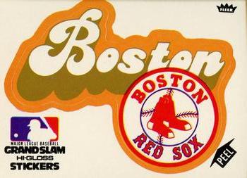 1977 Fleer Grand Slam Hi-Gloss Stickers #NNO Boston Red Sox Team (White) Front