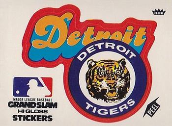 1977 Fleer Grand Slam Hi-Gloss Stickers #NNO Detroit Tigers Team (White) Front