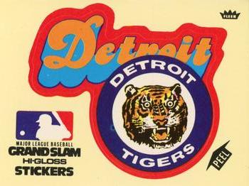 1977 Fleer Grand Slam Hi-Gloss Stickers #NNO Detroit Tigers Team (Yellow) Front