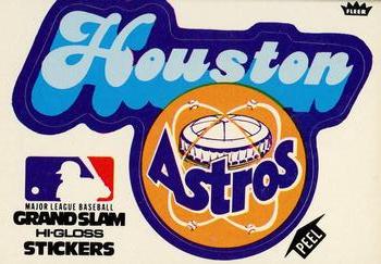 1977 Fleer Grand Slam Hi-Gloss Stickers #NNO Houston Astros Team (White) Front