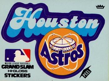 1977 Fleer Grand Slam Hi-Gloss Stickers #NNO Houston Astros Team (Blue) Front