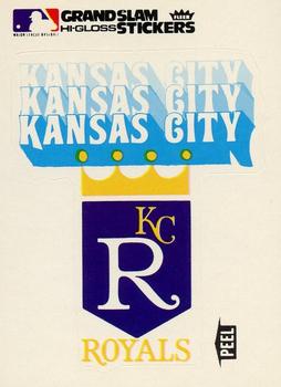 1977 Fleer Grand Slam Hi-Gloss Stickers #NNO Kansas City Royals Team (White) Front