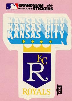 1977 Fleer Grand Slam Hi-Gloss Stickers #NNO Kansas City Royals Team (Pink) Front