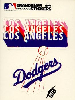 1977 Fleer Grand Slam Hi-Gloss Stickers #NNO Los Angeles Dodgers Team (White) Front