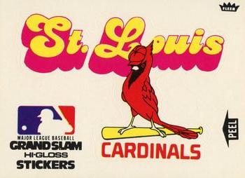 1977 Fleer Grand Slam Hi-Gloss Stickers #NNO St. Louis Cardinals Team (White) Front