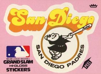 1977 Fleer Grand Slam Hi-Gloss Stickers #NNO San Diego Padres Team (Pink) Front