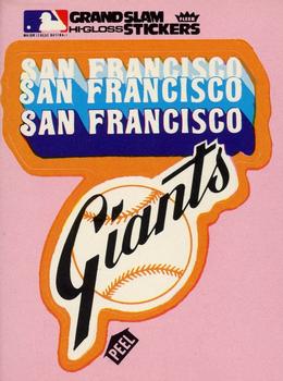 1977 Fleer Grand Slam Hi-Gloss Stickers #NNO San Francisco Giants Team (Pink) Front