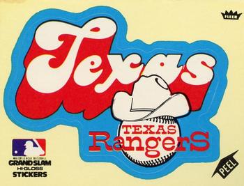 1977 Fleer Grand Slam Hi-Gloss Stickers #NNO Texas Rangers Team (Yellow) Front