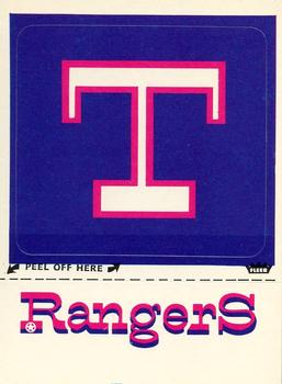 1977 Fleer Grand Slam Hi-Gloss Stickers #NNO Texas Rangers Monogram Front