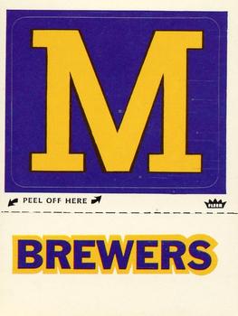 1977 Fleer Grand Slam Hi-Gloss Stickers #NNO Milwaukee Brewers Monogram Front