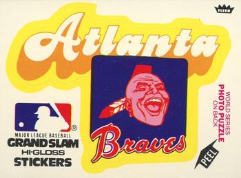 1978 Fleer Grand Slam Hi-Gloss Stickers #NNO Atlanta Braves Team (White) Front