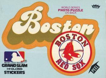 1978 Fleer Grand Slam Hi-Gloss Stickers #NNO Boston Red Sox Team (Blue) Front