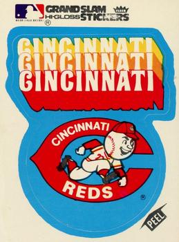 1978 Fleer Grand Slam Hi-Gloss Stickers #NNO Cincinnati Reds Team (White) Front