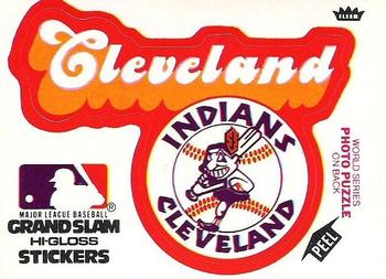 1978 Fleer Grand Slam Hi-Gloss Stickers #NNO Cleveland Indians Team (White) Front