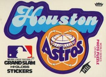1978 Fleer Grand Slam Hi-Gloss Stickers #NNO Houston Astros Team (White) Front