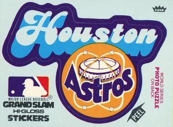 1978 Fleer Grand Slam Hi-Gloss Stickers #NNO Houston Astros Team (Blue) Front