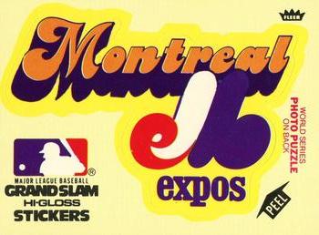 1978 Fleer Grand Slam Hi-Gloss Stickers #NNO Montreal Expos Team (Yellow) Front