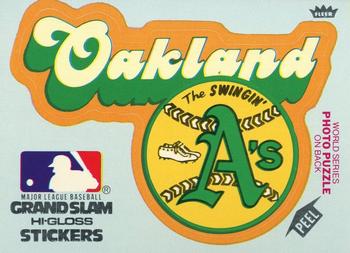 1978 Fleer Grand Slam Hi-Gloss Stickers #NNO Oakland A's Team (Blue) Front