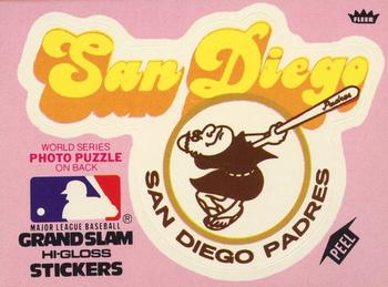 1978 Fleer Grand Slam Hi-Gloss Stickers #NNO San Diego Padres Team (Pink) Front