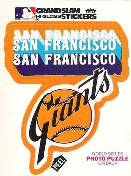 1978 Fleer Grand Slam Hi-Gloss Stickers #NNO San Francisco Giants Team (White) Front