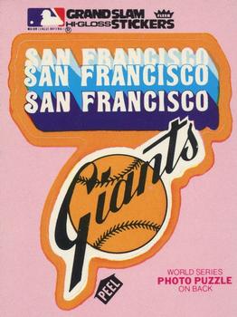 1978 Fleer Grand Slam Hi-Gloss Stickers #NNO San Francisco Giants Team (Pink) Front