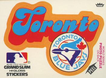 1978 Fleer Grand Slam Hi-Gloss Stickers #NNO Toronto Blue Jays Team (White) Front