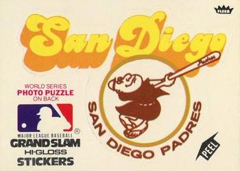 1978 Fleer Grand Slam Hi-Gloss Stickers #NNO San Diego Padres Team (White) Front