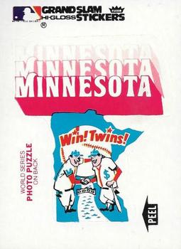 1979 Fleer Grand Slam Hi-Gloss Stickers #NNO Minnesota Twins Team (White) Front